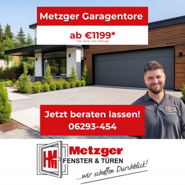 Zeit für ein neues Garagentor?

Mit Metzger Fenster & Türen bekommen Sie Qualität vom Fachmann – passgenau, modern, sicher & preisgünstig! 💪

✨ Ihre Vorteile auf einen Blick:
✅ Maßgeschneiderte Garagentore für jedes Zuhause
✅ Viele Designs & Farben zur Auswahl
✅ Moderne Antriebe & smarte Steuerung
✅ Fachgerechte Beratung & Montage vom Profi

💰 Schon ab 1.199 €* (zzgl. Montagekosten)
📍 Für alle Hausbesitzer rund um Schefflenz, Mosbach, Eberbach, Mudau, Walldürn, Osterburken & Möckmühl

📞 Jetzt anrufen & kostenlosen Beratungstermin sichern:

👉 06293-454
🌐 www.metzger-fensterbau.de

💡 Ein neues Garagentor steigert Komfort, Sicherheit & den Wert Ihres Hauses – und das zu einem fairen Preis!

#metzgerfenster #metzgerfensterundtueren #garagentore #garagentorantrieb #qualitätvomfachmann 
#schefflenz  #mosbach  #eberbach  #mudau  #walldürn  #osterburken  #möckmühl