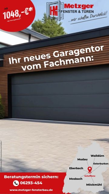 Dein Zuhause verdient ein Garagentor, das nicht nur schützt, sondern auch Eindruck macht.

✅ Hohe Sicherheit
✅ Langlebig & robust
✅ Modernes Design für jedes Haus

Jetzt entdecken & dein Garagentor bestellen!

📞 06293 - 454
📧 info@metzger-fensterbau.de
🛜 www.metzger-fensterbau.de

#metzgerfenster #metzgerfensterbau #metzgerfensterundtueren #garage #garagentor  #renovierung #modernisierung #kundendienst #wartung